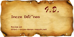 Incze Dénes névjegykártya